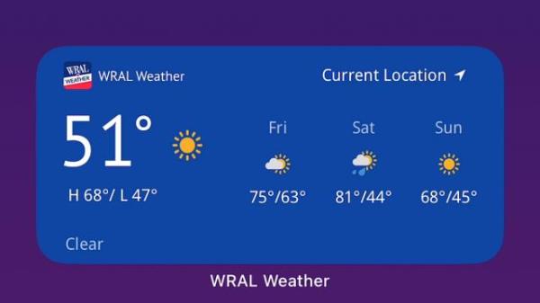 WRAL Weather app forecast widget