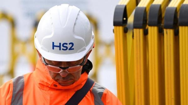 A worker at the HS2 co<em></em>nstruction site at Euston in London